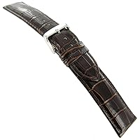 22mm DB Baby Crocodile Grain Brown Padded Stitched Watch Band Mens Long