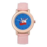 Flag of Chile Fashion Leather Strap Women's Watches Easy Read Quartz Wrist Watch Gift for Ladies
