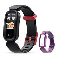 Kids Fitness Tracker, Fitness Watch IP68 Waterproof Activity Tracker with 16 Sport Modes, Gift for Girls Boys Teens Black/Purple