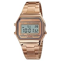 ROSEBEAR Men's Digital Quartz Watch, Multifunctional Men's Electronic Watch, Waterproof LED Back Light Business Watch, Stainless Steel Strap