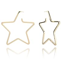 Star Hoop Earrings For Women By Vintage Havana 18K Gold Plated Made With Sterling Silver Post