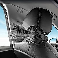 Car Fan 12v Electric Car Cooling Fan for Rear Seat Passenger Portable,360 Degree Dual Head Rotatable Back Seat Car Fan,Cigarette Lighter Powered Car Circulator Fan Regulation for SUV, RV, Vehicles