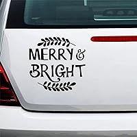 Vinyl Car Decal Merry and Bright 15in Waterproof Sticker Decal Cars Laptops Wall Doors Windows Decal Sticker Bumper Sticker Decoration.