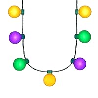 Large Light Party Globes Mardi Gras Parade Light Up Crewe Necklace for Fat Tuesday