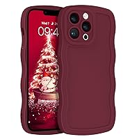 YINLAI Case for iPhone 13 Pro Max 6.7-Inch, Soft Silicone Gel Rubber Phone Cover, Cute Curly Wave Frame Shape Slim TPU Bumper Women Girly Shockproof Protective Case, Wine Red