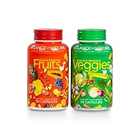 Balance of Nature Fruits and Veggies - 90 Fruit and 90 Veggie Supplement Capsules - 100% Whole Natural Food - Red and Green Superfood, Better Than A Multivitamin, Vegan, No Fillers or Extracts