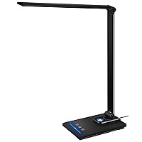 LED Desk Lamp, Black Modern Table Lamp, Ideal Gift for Study, Office. Dimmable Desk Lamp for Work, Video Conferencing, Reading and Writing, Arts and Crafts, Nail Art.