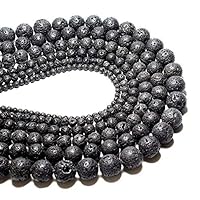 AAA Natural 1 Strand Black Lava Gemstone Beads for Jewelry Making |6 mm Amethyst Round Beads | Amethyst Plain Round Loose Beads |15