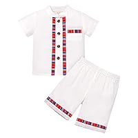 IBTOM CASTLE Toddler Baby Boys Mexican Outfits Short Sleeve Button Down Shirt and Shorts Traditional Ethnic Fiesta Outfit