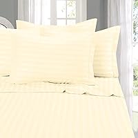 Elegant Comfort Best, Softest, Coziest 6-Piece Sheet Sets! - 1500 Premier Hotel Quality Luxurious Wrinkle Resistant 6-Piece Damask Stripe Bed Sheet Set, California King Ivory