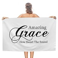 Amazing Grace How Sweet The Sound Beach Bath Towel No-Shrink Soft Quick Dry' Bath Towel Modern Faith Scripture Biblical Swim Towels 31x51 Inch for Adults, Men, Women