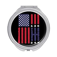 Drag Race Car Racing American Flag Compact Mirror Round Portable Pocket Mirror Travel Makeup Mirror for Home Office