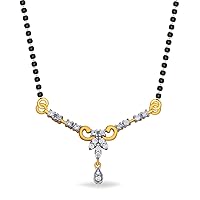 0.22 Cts Round Sim Diamond Flair Sling Mangalsutra Necklace 14K Yellow Gold Fn