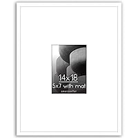 Americanflat 14x18 Picture Frame in White - Use as 5x7 Picture Frame with Mat or 14x18 Frame Without Mat - Thin Border Photo Frame with Plexiglass Cover - Vertical or Horizontal Wall Display