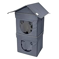 Kitty City Outdoor Stackable Cat House, Cat Cube, Water Resistant Condo, Outdoor Heated Cat House