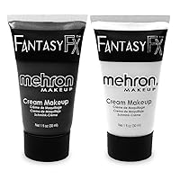 Mehron Makeup Fantasy F/X Water Based Face & Body Paint Black and White Face Paint Bundle