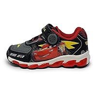Disney Cars Boy's Lighted Athletic Sneaker Lightning McQueen Light Up Shoes Children W/Adjustable Strap