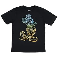 Disney Mickey Mouse Boys Mickey Neon Grid Design Graphic Kids T-Shirt