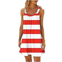 Summer Scoop Neck Tank Tunic Dresses Women Color Block Sleeveless Mini Dress 2024 Casual Loose Fit Beach Sundress