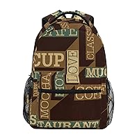 ALAZA Coffee Themed Seamless Retro Travel Laptop Backpack Durable College School Backpack