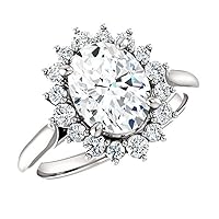 Fabulous Flower Halo Engagement Ring, Oval Cut 2.25CT, Colorless Moissanite Ring, 925 Sterling Silver Ring, Christmas Gift, Wedding Ring, Perfact for Gift Or As You Want
