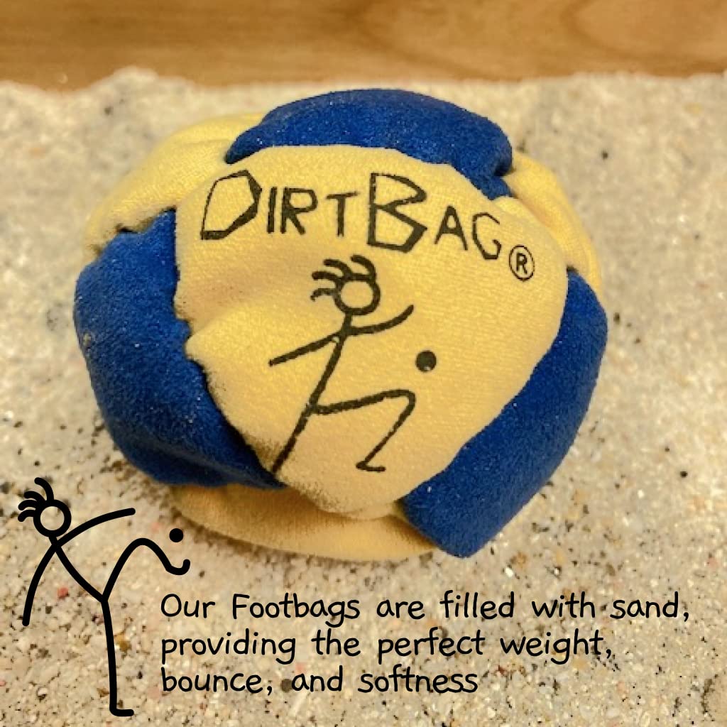 World Footbag Dirtbag Footbag 8-Panel Synthetic Suede and Sand Filled Hacky Sack Footbag | Neon Yellow (PN: 4711)