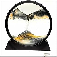 CCCTY 12 inches Moving Sand Art, 3D Round Deep Sea Moving Sand Art Liquid Motion 3D Sea Sandscape in Motion Display, Flowing Arc Sand Frame Relaxing Desktop Home Office Work Decor, Room Decoration