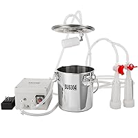 VEVOR Goat Milking Machine, 3 L 304 Stainless Steel Bucket, Electric Automatic Pulsation Vacuum Milker, Portable Milker with Food-Grade Silicone Cups and Tubes, Adjustable Suction for Sheep