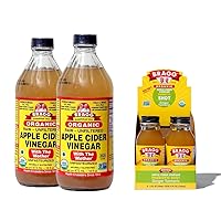 Organic Apple Cider Vinegar With the Mother 16 Ounce 2 Pack and Bragg Organic Apple Cider Vinegar Shot with Ginger Turmeric 2 Ounce ACV Shot 4 Pack Bundle