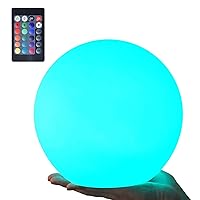 LOFTEK LED Night Light Ball, 8-inch 16 RGB Colors and Dimmable Globe Light with Remote, Upgraded Folding Handle, Seamless Matte Housing, Rechargeable IP65 Floating Pool Light, for Nursery or Decor