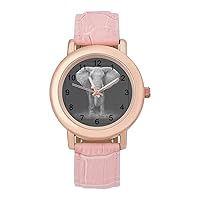 Africa Elephant Women's PU Leather Strap Watch Fashion Wristwatches Dress Watch for Home Work