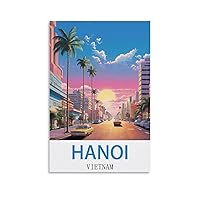 Hanoi Vietnam Vintage Travel Posters City 24x36inch(60x90cm) Canvas Print for Living Room, Bedroom, Dorm, Home, Office Wall Decoration