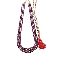 Hand Crafted 3 Strand Natural Ruby Faceted Rondelle Beads Necklace, 4-6 MM Pink Ruby Beads, 18-19 Inch Ruby Rondelle Necklace Jewelry for her YO-NECK-2257