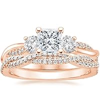 Petite Twisted Vine Moissanite Diamond Ring Set, 1.0 Carat Princess Moissanite Engagement Ring Set, Wedding Ring Set, Bridal Ring, Promise/Anniversary Rings for Wife