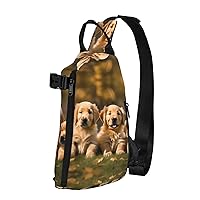 Golden Retriever Dogs Puppies Pets Print Crossbody Backpack Cross Pack Lightweight Sling Bag Travel, Hiking