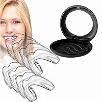 Pack of 8 Custom Moldable Mouth Night Guard for Teeth Grinding Clenching Bruxism, Sport Athletic, Whitening Tray, Including Magnetic Box (Black)