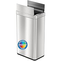 iTouchless 18 Gallon Wings Open Lid Sensor Trash Can with AbsorbX Odor Filter & PetGuard, 68 Liter Automatic Stainless Steel Kitchen Garbage Bin for Under the Counter & Tight Space , Silver