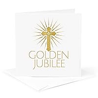 3dRose Golden Jubilee Celebration Religious Anniversary 50 Year - Greeting Card, 6 by 6-inch (gc_310191_5)