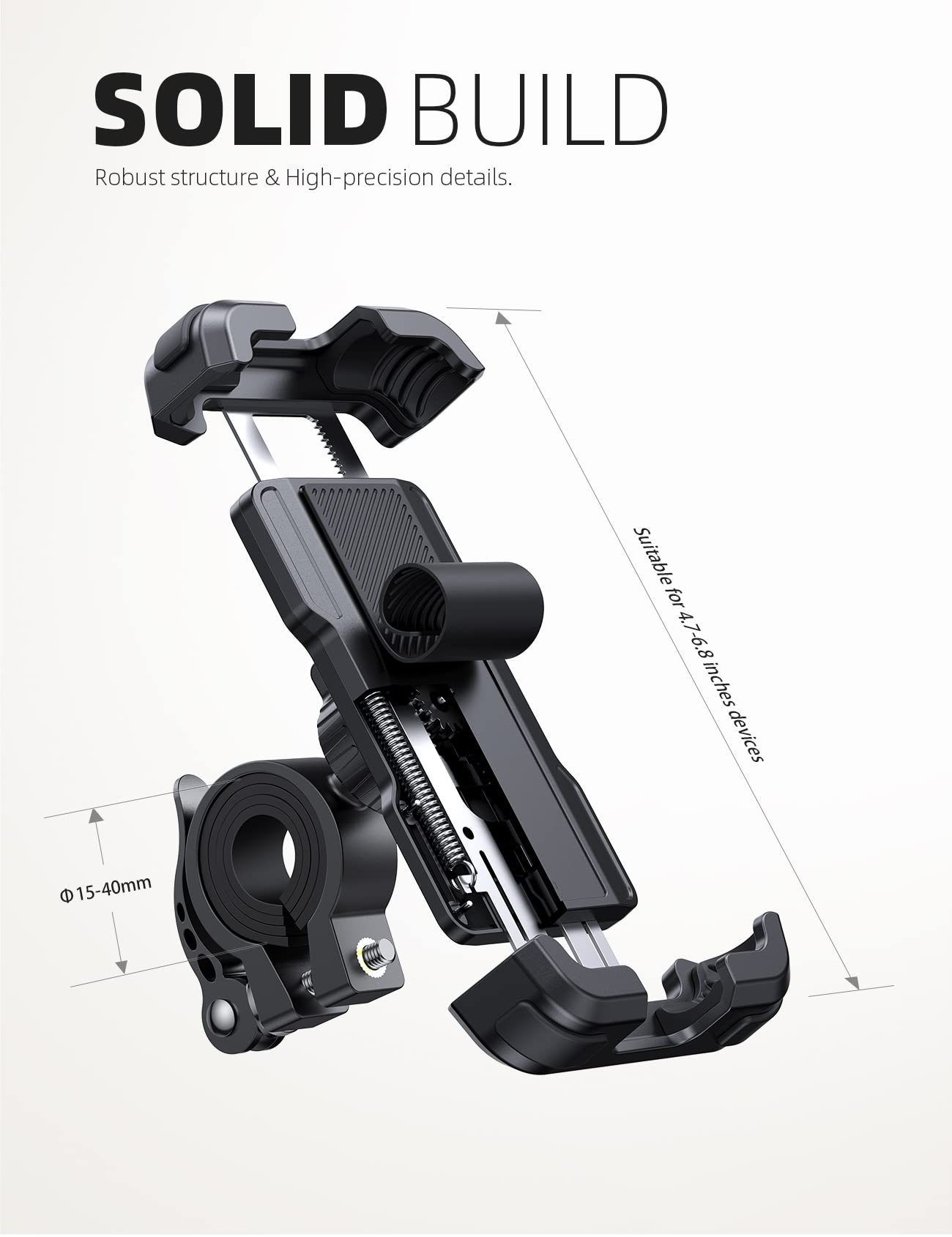 Lamicall Motorcycle Phone Mount, Bike Holder - Upgrade Adjustable Bike Phone Holder Clamp, Bicycle Scooter ATV Handlebar Cradle Clip for iPhone 14 Plus/Pro Max, 13, Galaxy S9 and 4.7 to 6.8