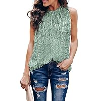 Dokotoo Womens Casual Sleeveless Shirts Halter Neck Leopard Print Tank Top and Blouses