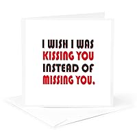 3dRose I Wish I was Kissing You Instead of Missing You. Love is Forever. - Greeting Card, 6
