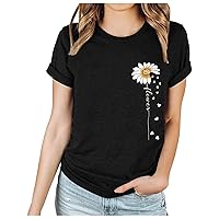 Womens Floral Print T-Shirt Short Sleeve Crew Neck Summer Tops Casual Loose Fit Basic Tee Shirts 2024 Trendy Clothes