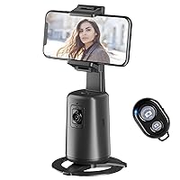 Auto Face Tracking Tripod - 360° Rotation Auto Tracking Phone Holder, No App, Phone Camera Mount with Remote and Gesture Control, Rechargeable Smart Shooting Holder for TIK Tok, Vlog, YouTube Video