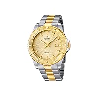 FESTINA unisex quartz Watch with gold Dial analogue Display and Two tone stainless steel Bracelet F16683/2