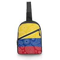 Colombian Paisley Flag Sling Backpack Crossbody Shoulder Bag Casual Chest Bag Travel Hiking Daypack