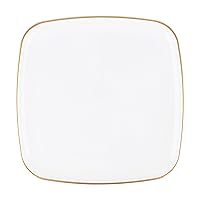 White Gold Rim Square Organic Plastic Tray - 14