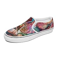 Mushroom Butterfly Flower Rainbow Women's and Man's Slip on Canvas Non Slip Shoes for Women Skate Sneakers (Slip-On)