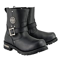Milwaukee Leather MBM9040W Men's Black 'Wide Width' 6-inch Classic Engineer Motorcycle Leather Boots with Side Zipper - 14W