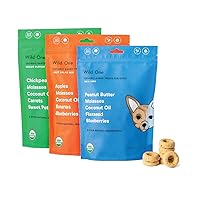 Wild One Organic Natural Crunchy Baked Dog Treats Made in The USA Variety Pack 8 Ounce with 3 Bags