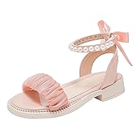 Walking Sandals Girls Fashion Pearl Bow Design With Princess Dress Princess Shoes Little Child/Big Girls Sandals